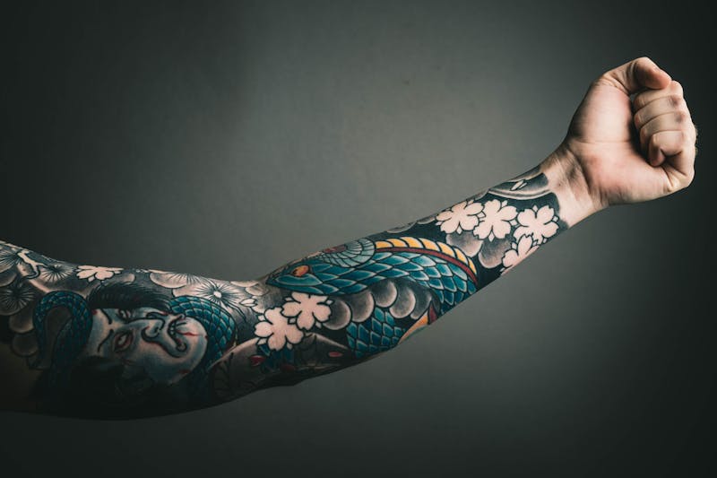 Fine line tattoo detail